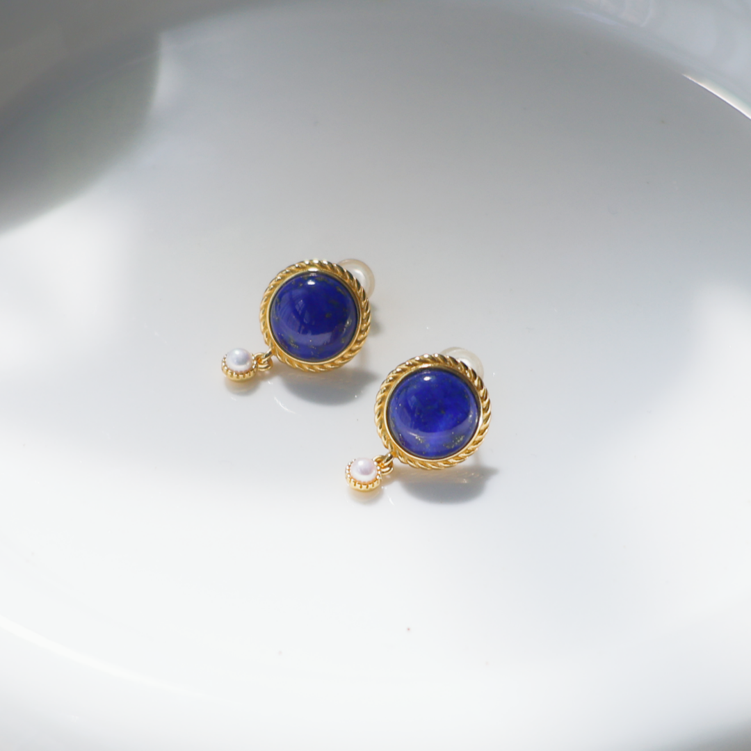 風鈴の想い | ラピスとパールのピアス