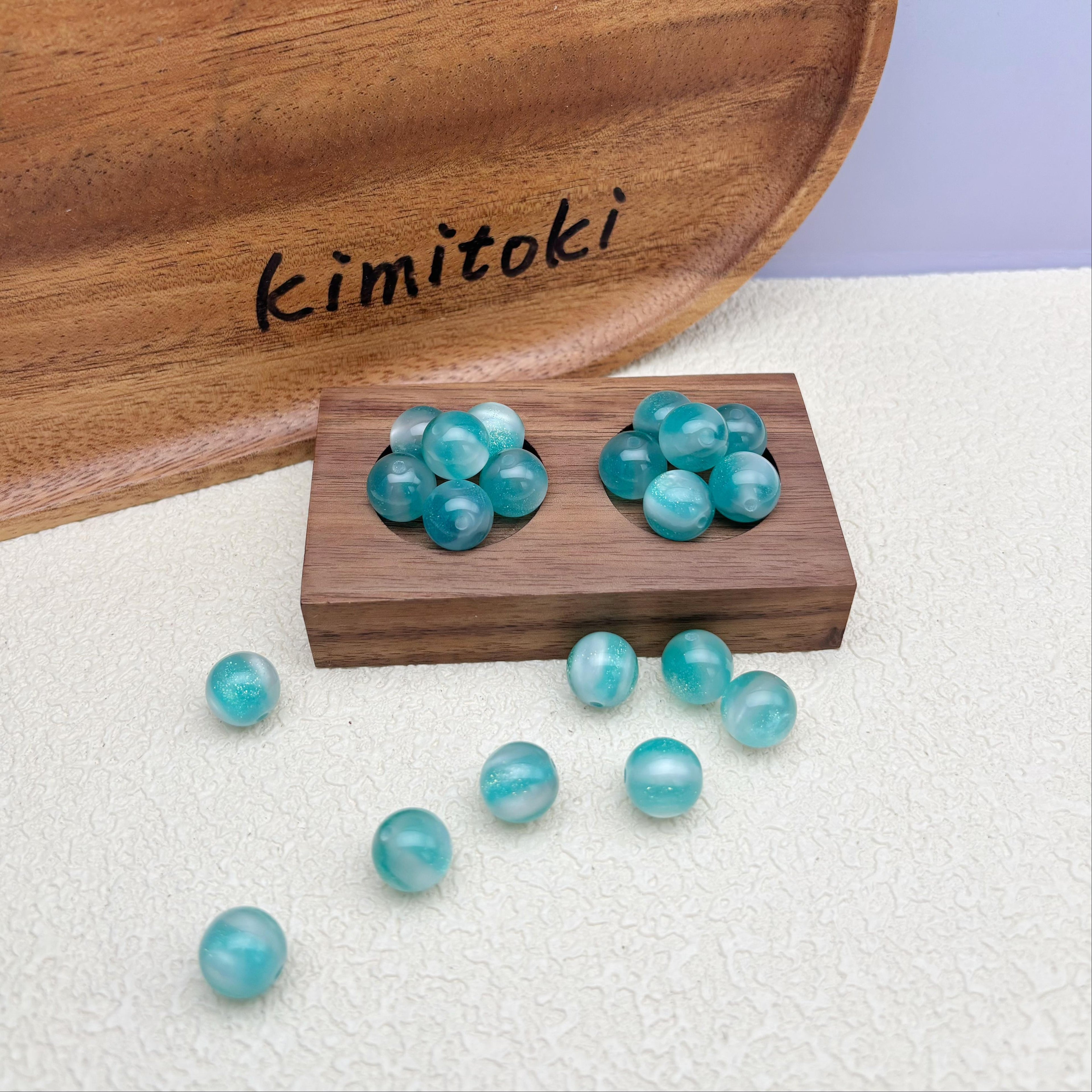 12mm | 紫外線で色が変わるビーズ（グリーン→ピンク柄）