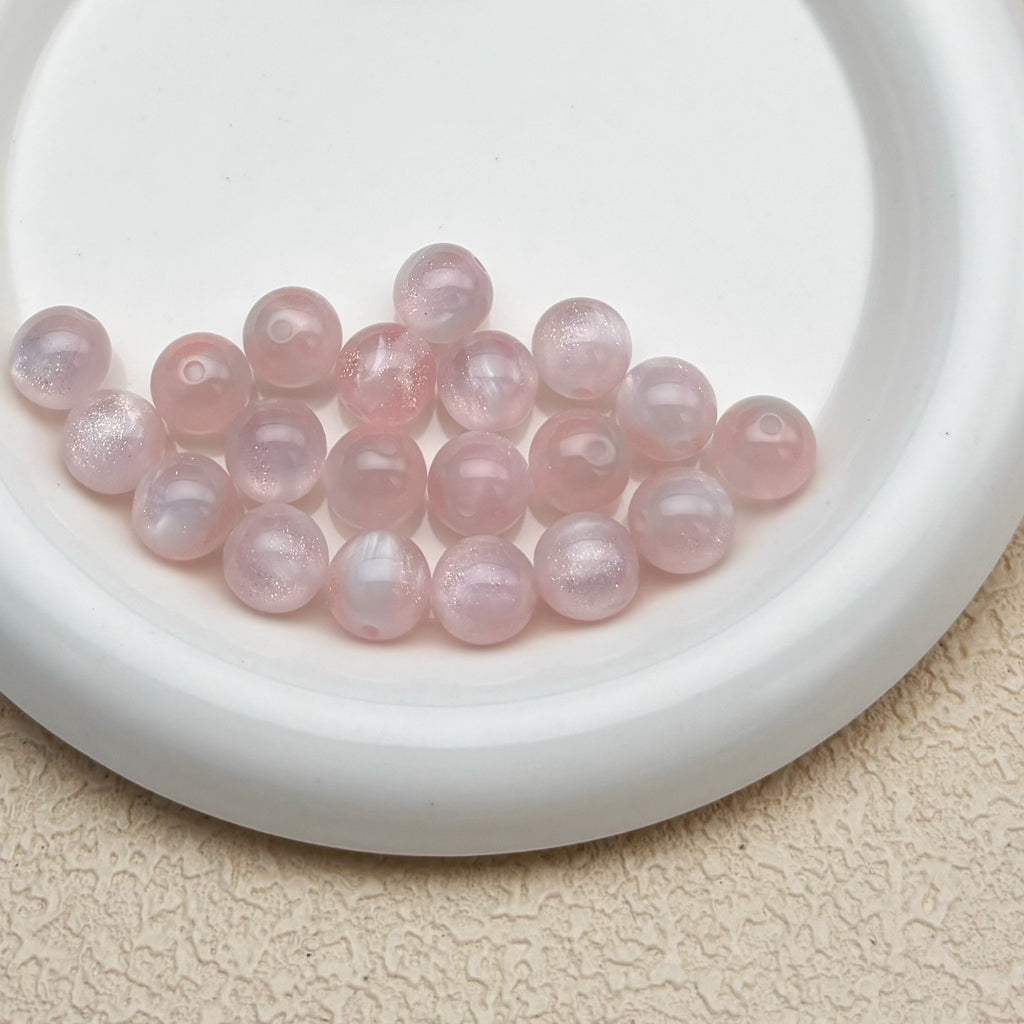 12mm | 紫外線で色が変わるビーズ（ピンク→ラベンダー柄）