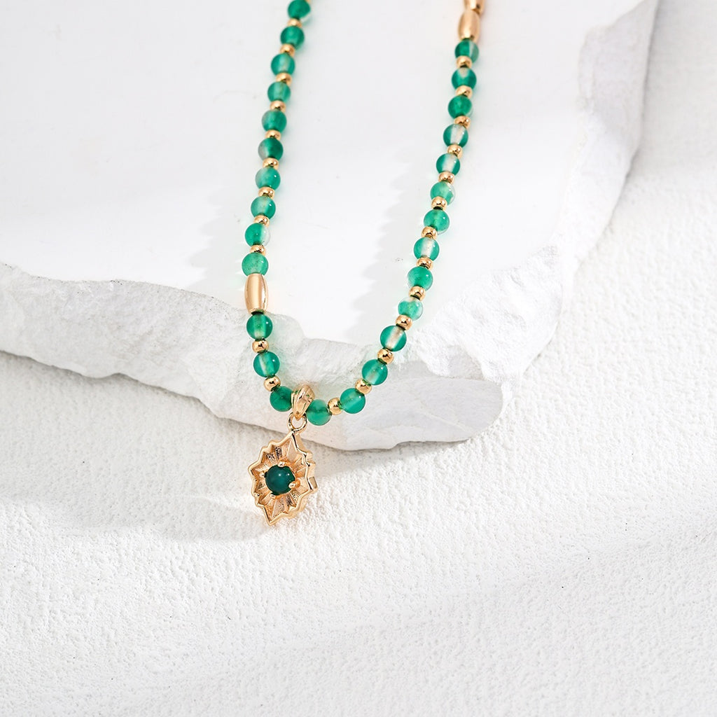 風そよぐ緑 | S925 グリーンカルセドニーネックレス 14KGF