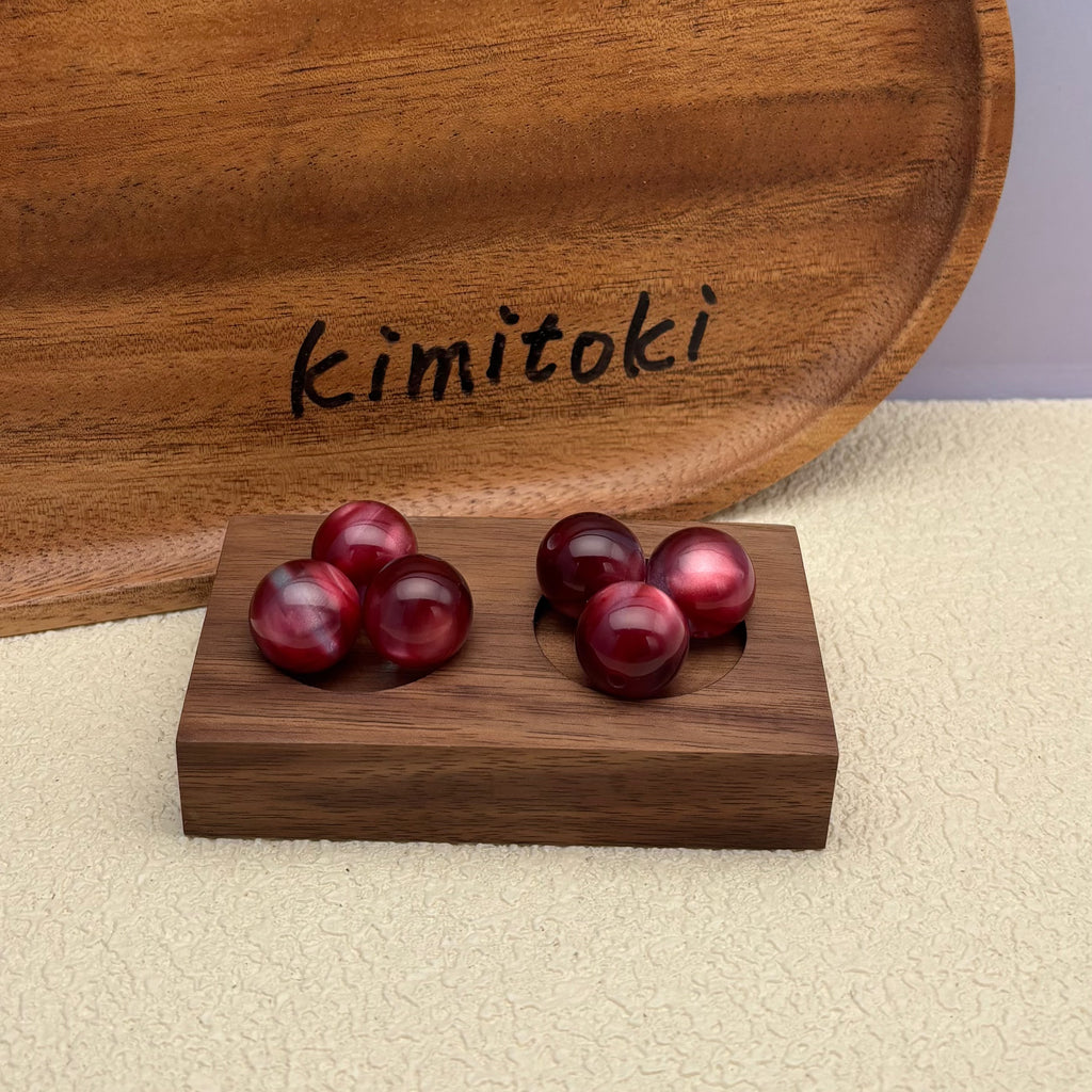 16mm | ワインレッド x スモークブルーキャッツアイビーズ