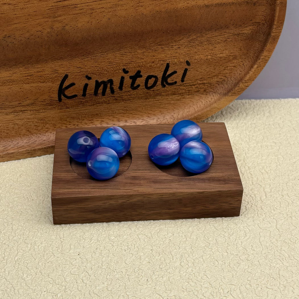 16mm | ブルー x パープルキャッツアイビーズ