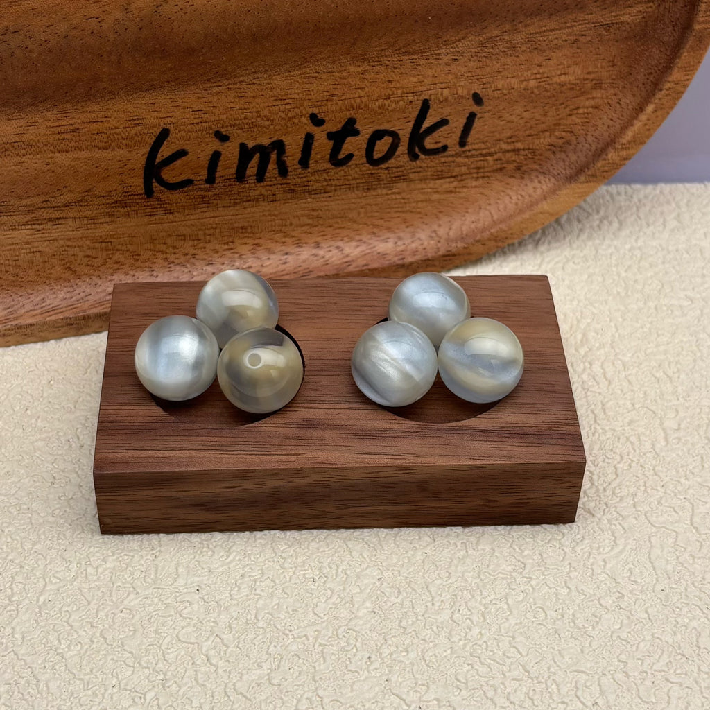 16mm | スモークブルー x ゴールドキャッツアイビーズ