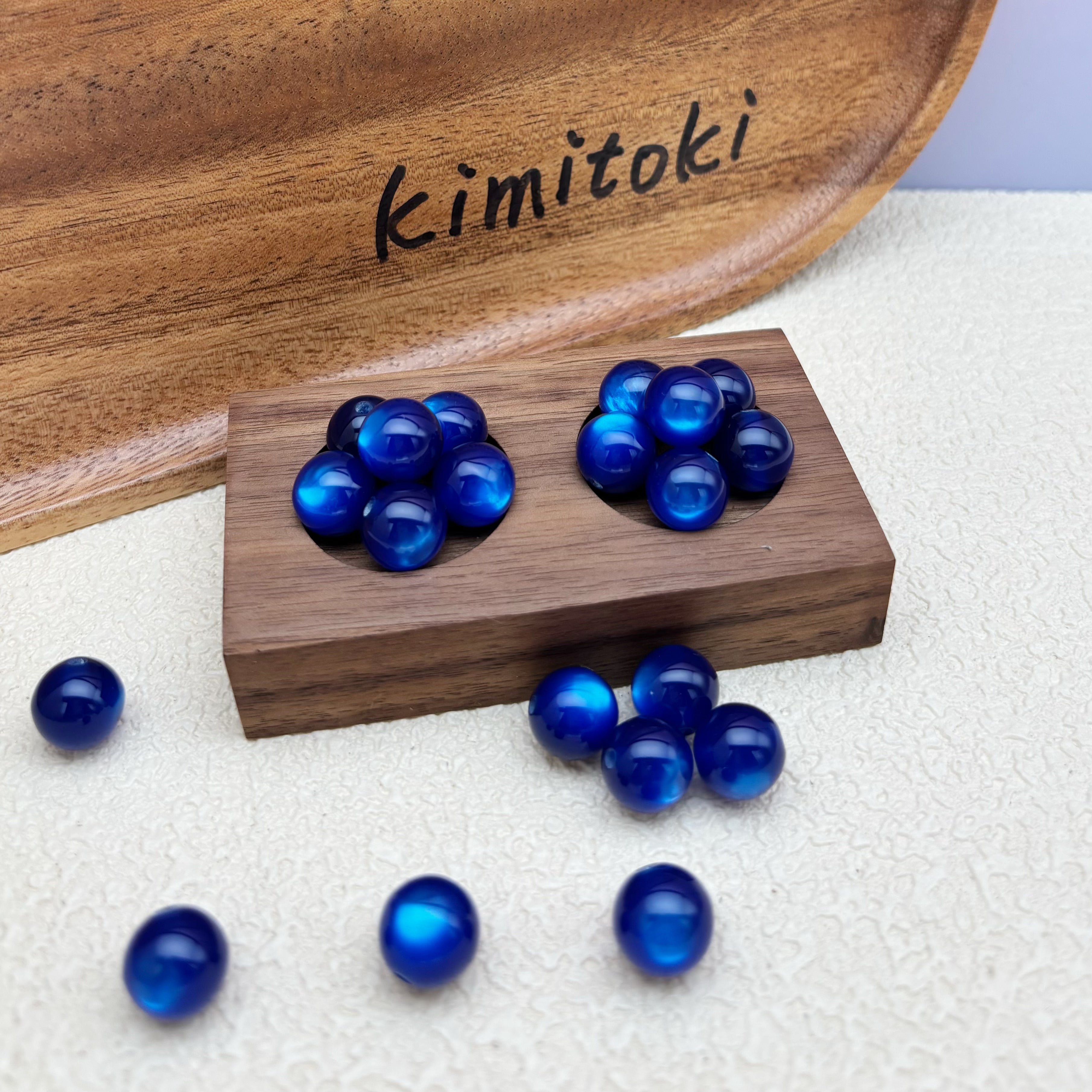 12mm | ディープブルーキャッツアイビーズ