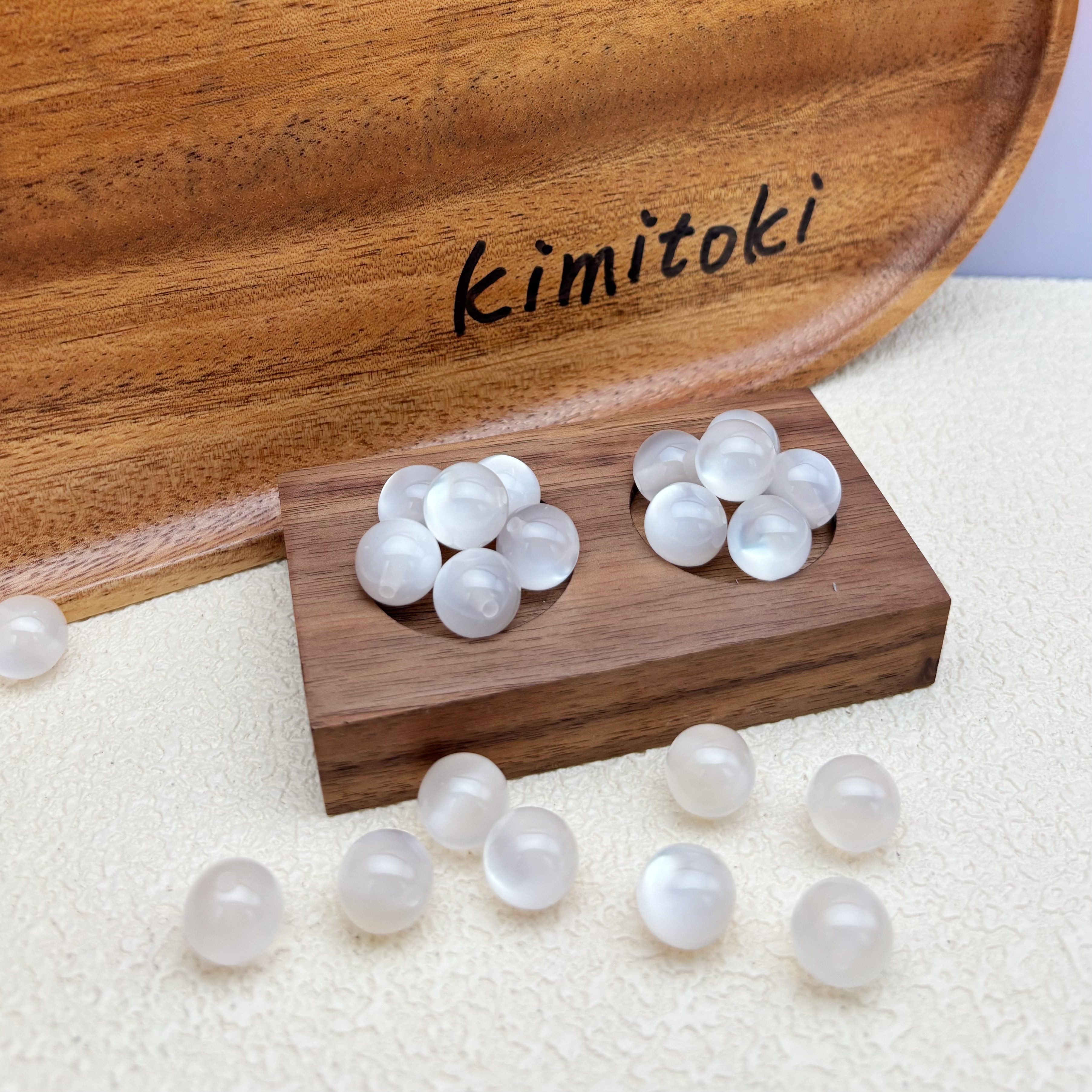 12mm | ホワイトキャッツアイビーズ