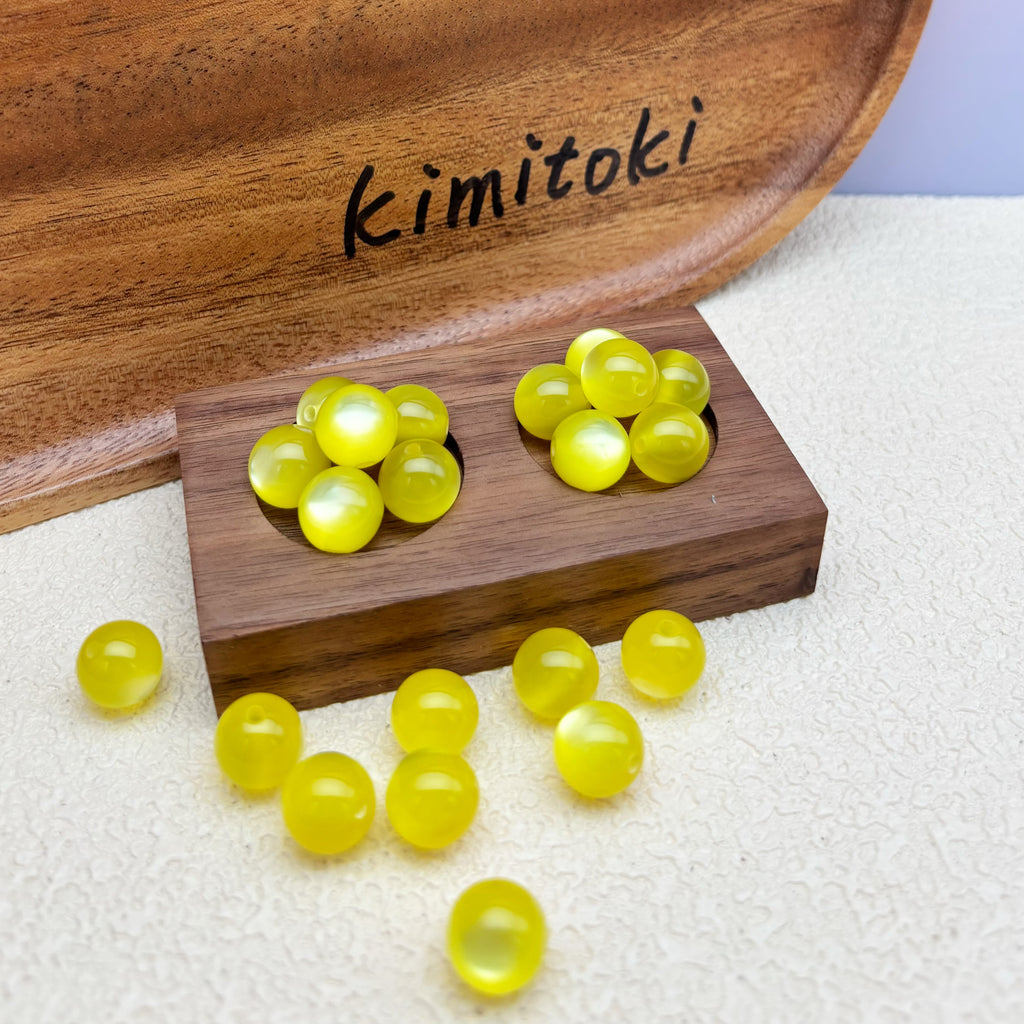 12mm | イエローキャッツアイビーズ