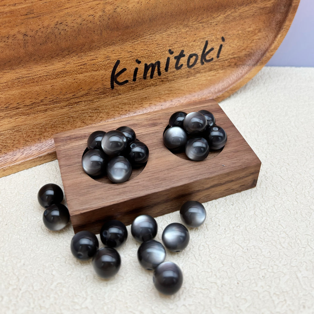 12mm | ブラックキャッツアイビーズ