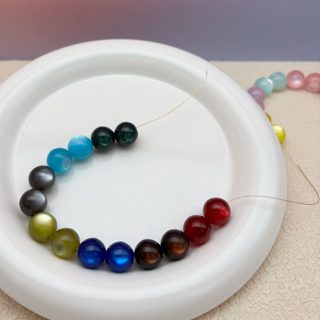 12mm | アクアブルーキャッツアイビーズ