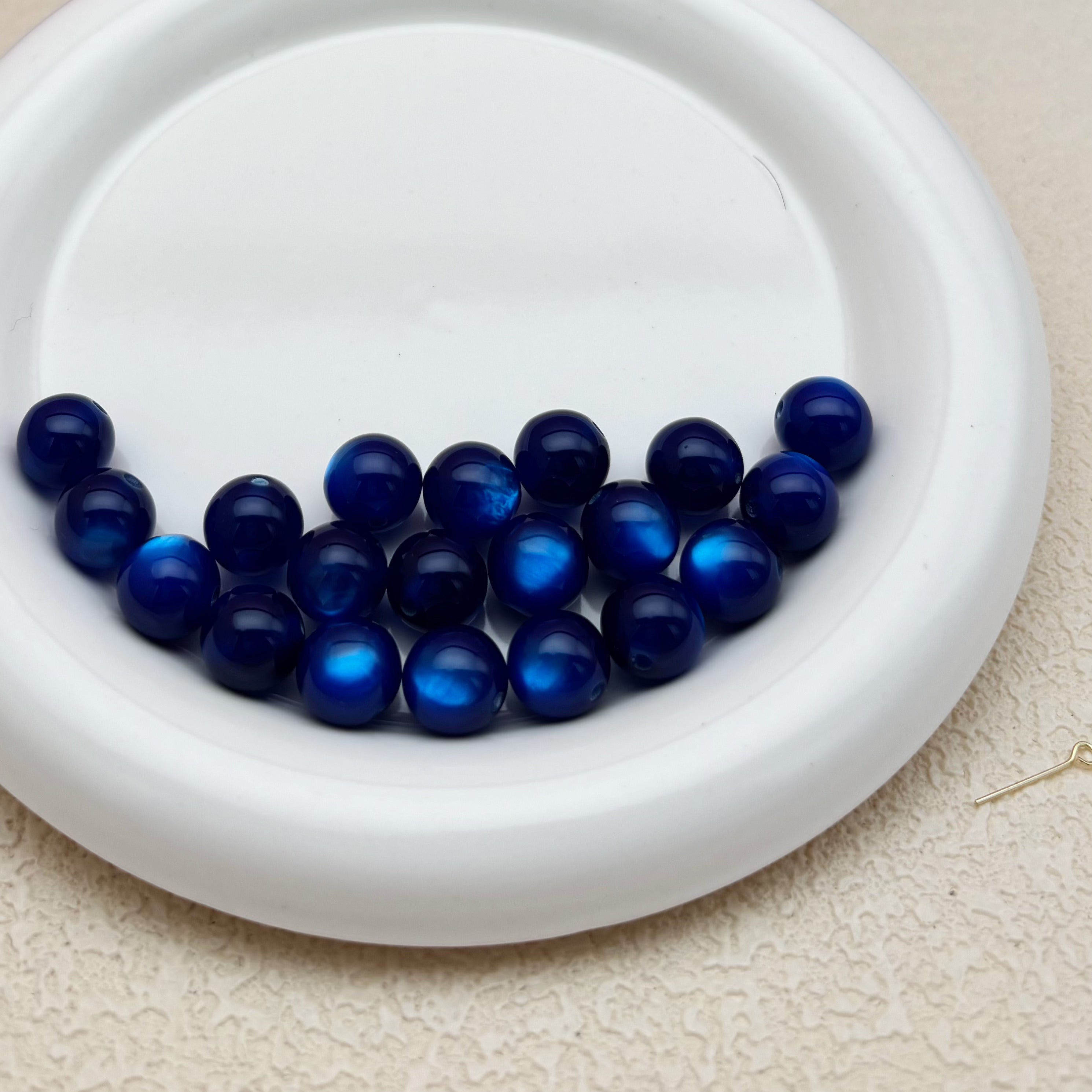 12mm | ディープブルーキャッツアイビーズ