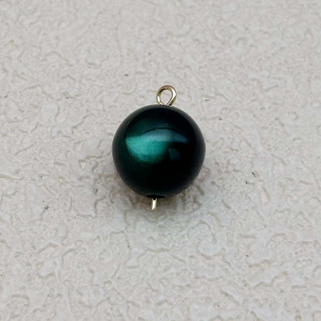 12mm | ディープグリーンキャッツアイビーズ