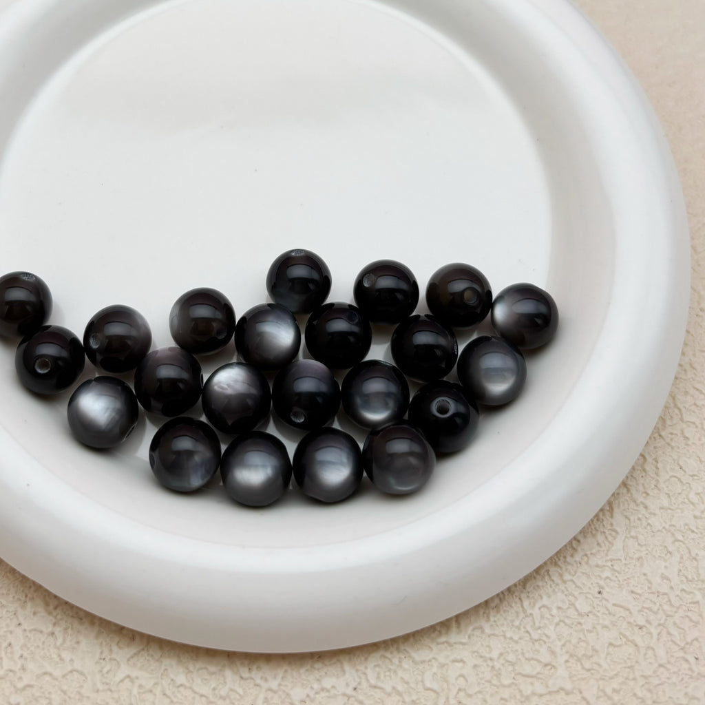 12mm | ブラックキャッツアイビーズ