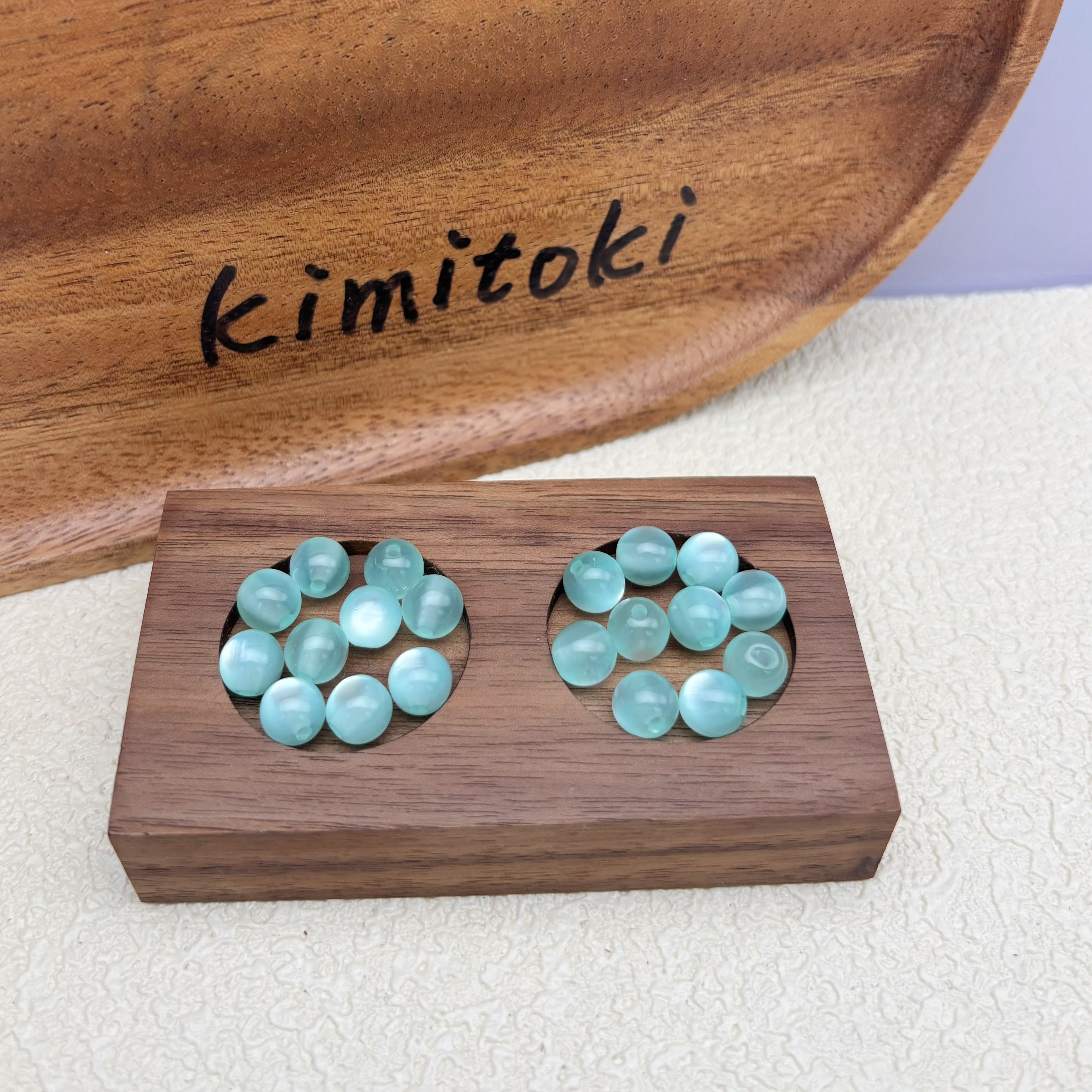 8mm | ウォーターブルーキャッツアイビーズ