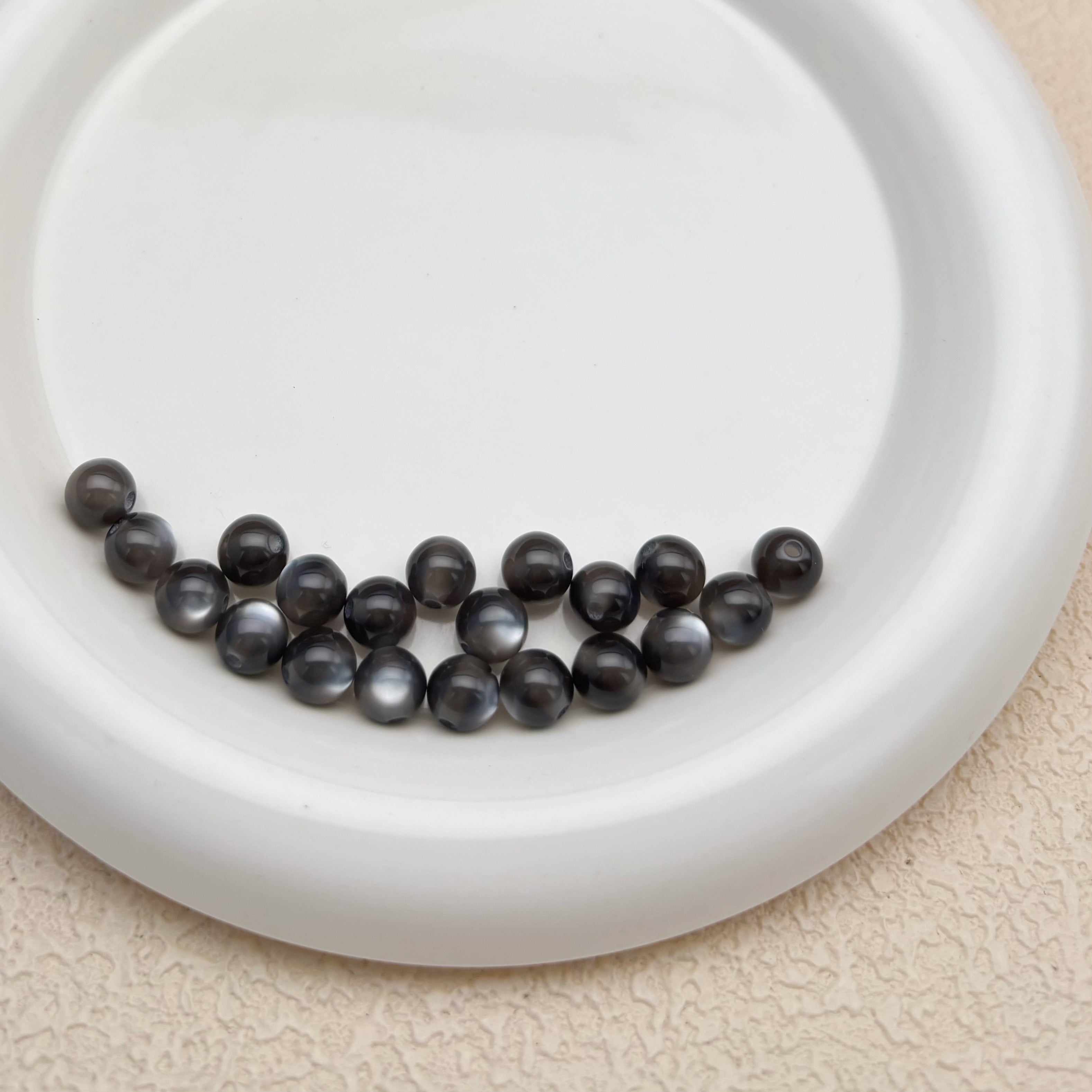 8mm | ブラックキャッツアイビーズ