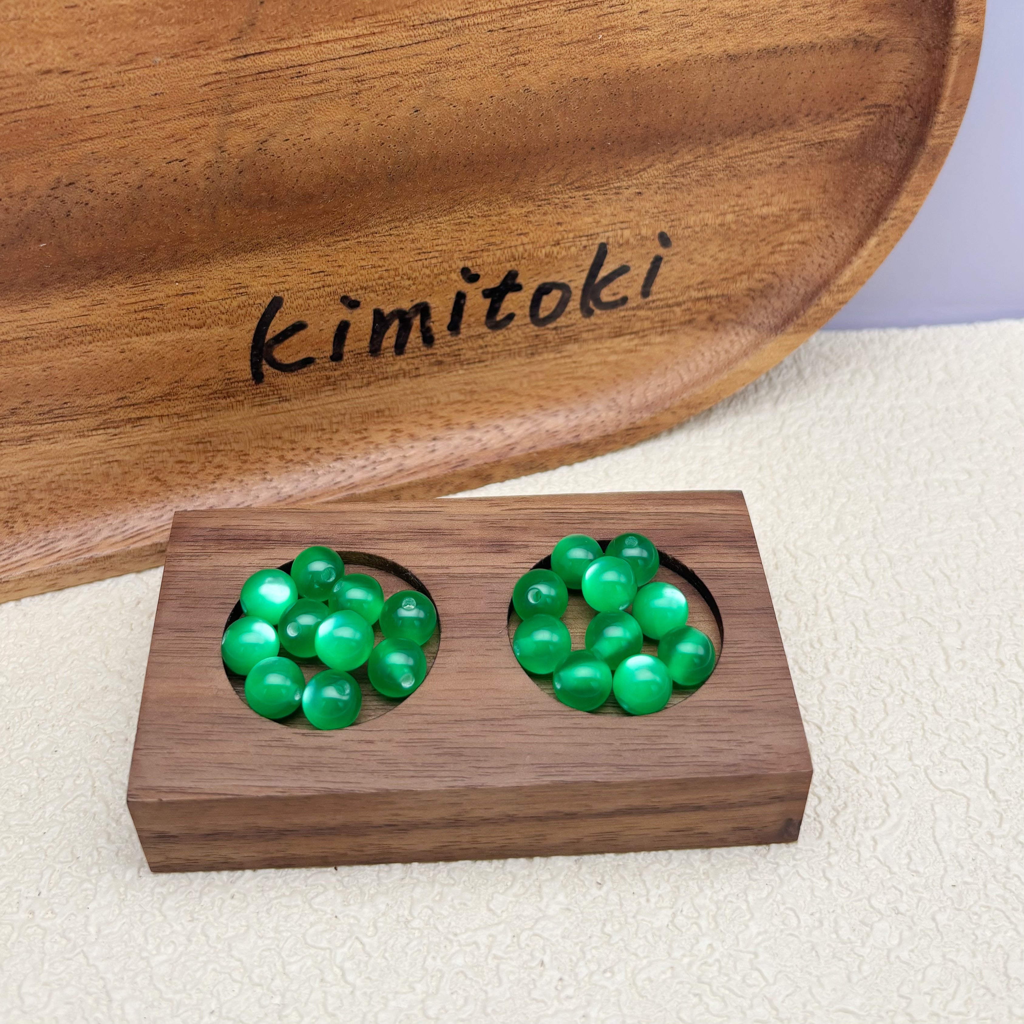 8mm | グリーンキャッツアイビーズ