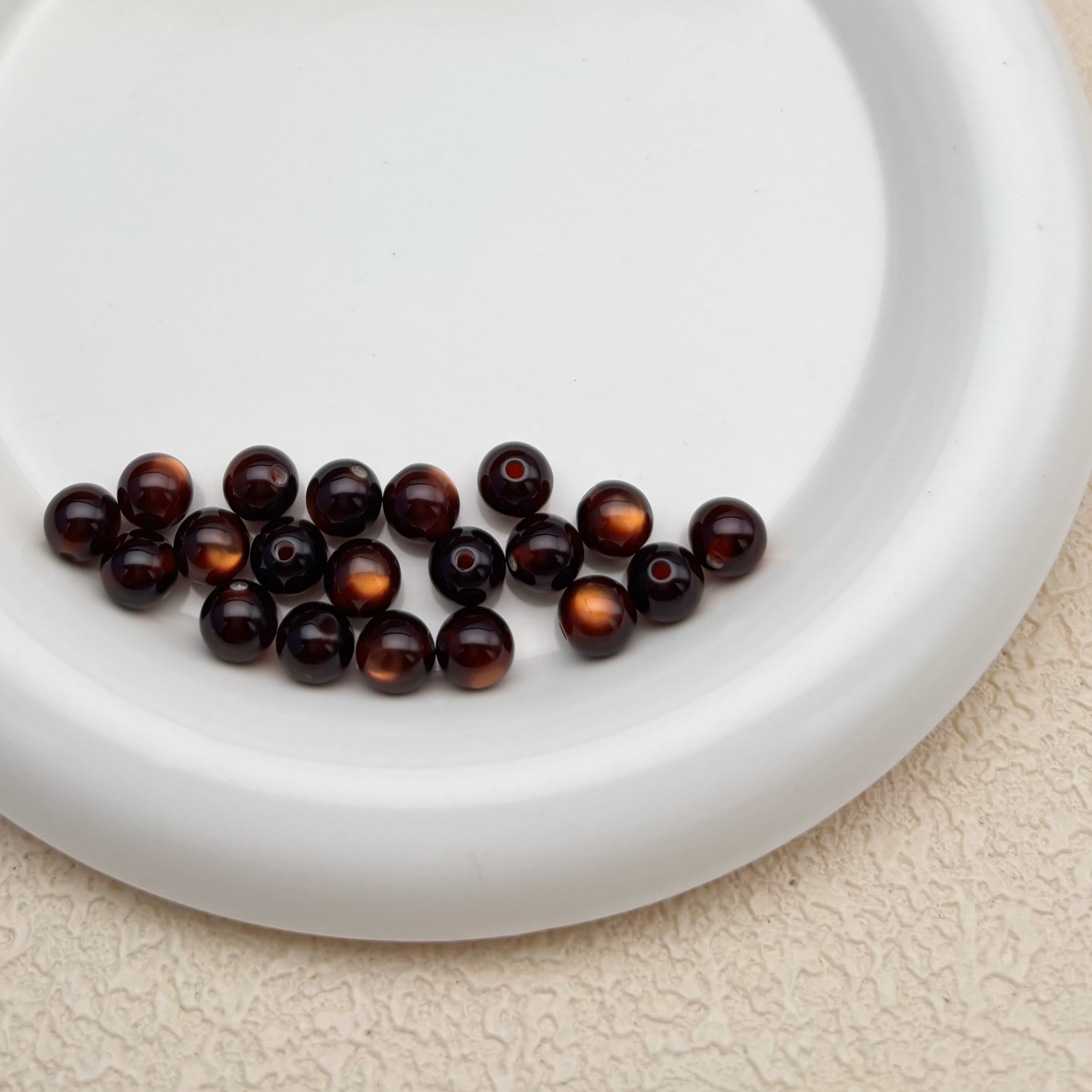 8mm | キャラメルキャッツアイビーズ
