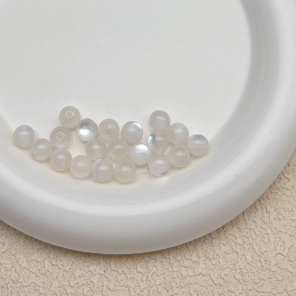 8mm | ホワイトキャッツアイビーズ