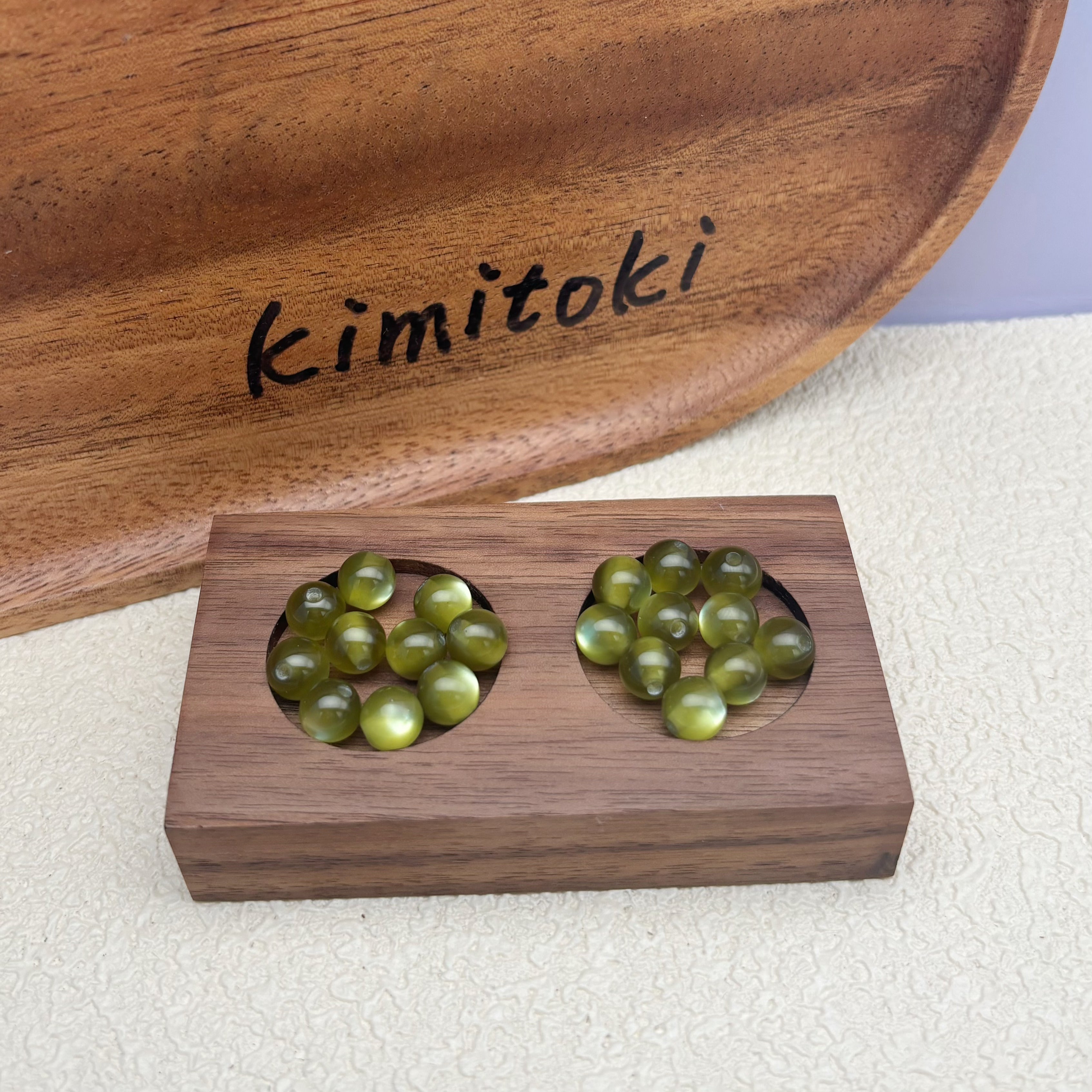 8mm | セージグリーンキャッツアイビーズ