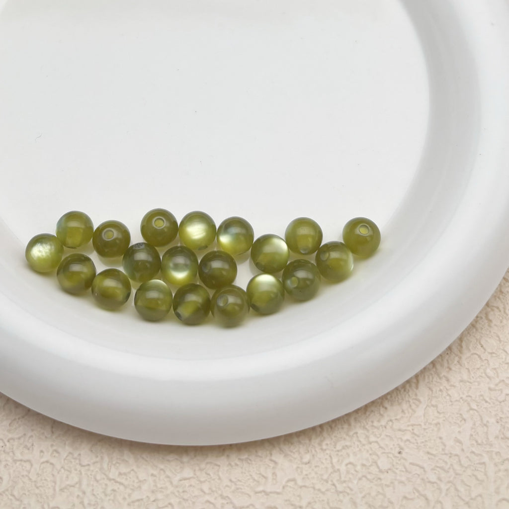 8mm | セージグリーンキャッツアイビーズ