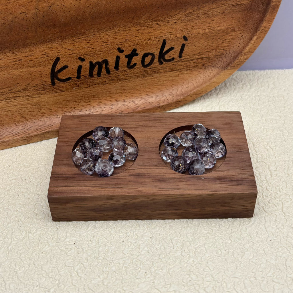 8mm | クリア x パープルグラスビーズ