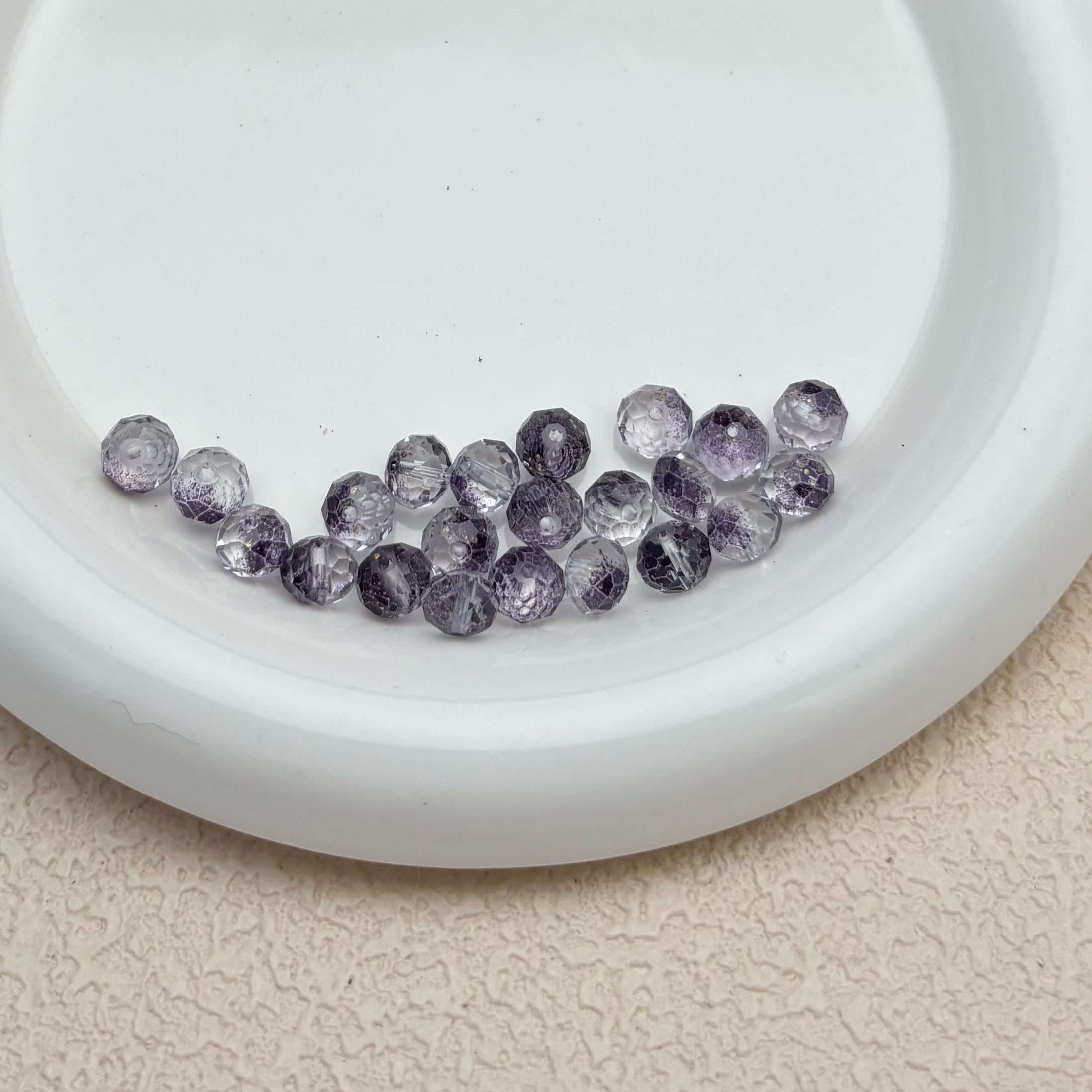 8mm | クリア x パープルグラスビーズ