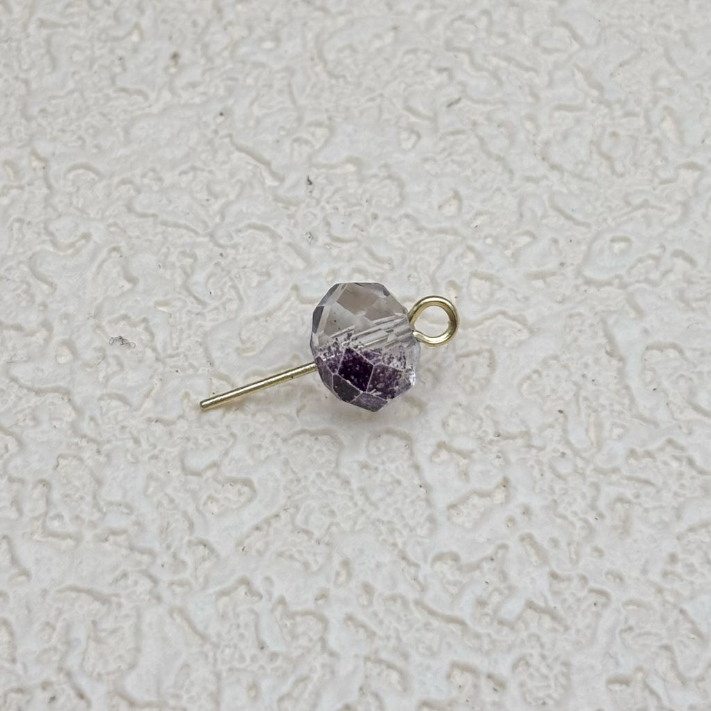 8mm | クリア x パープルグラスビーズ