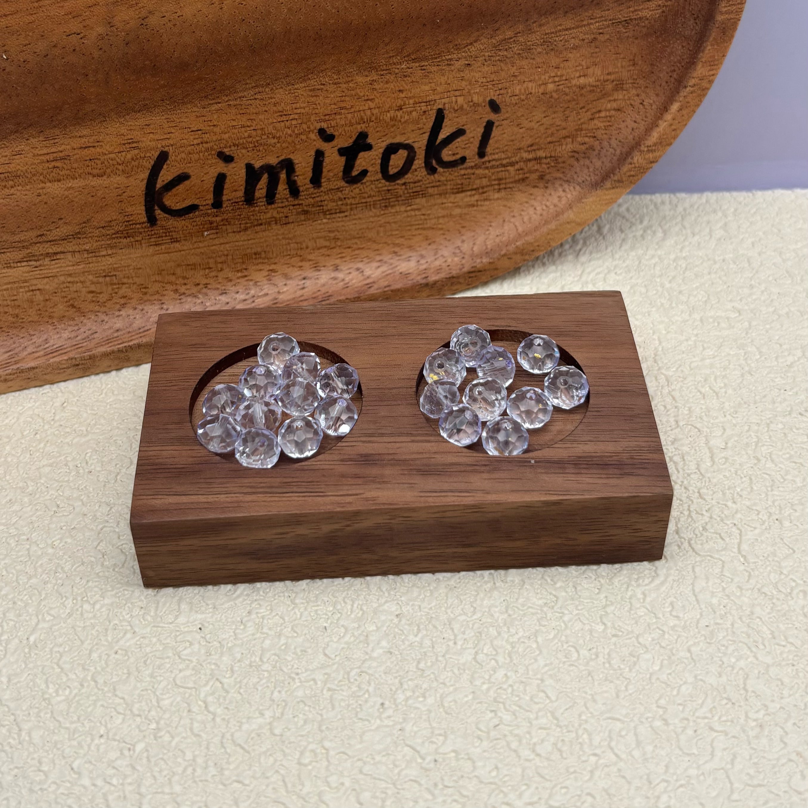 8mm | クリア x ラベンダーグラスビーズ