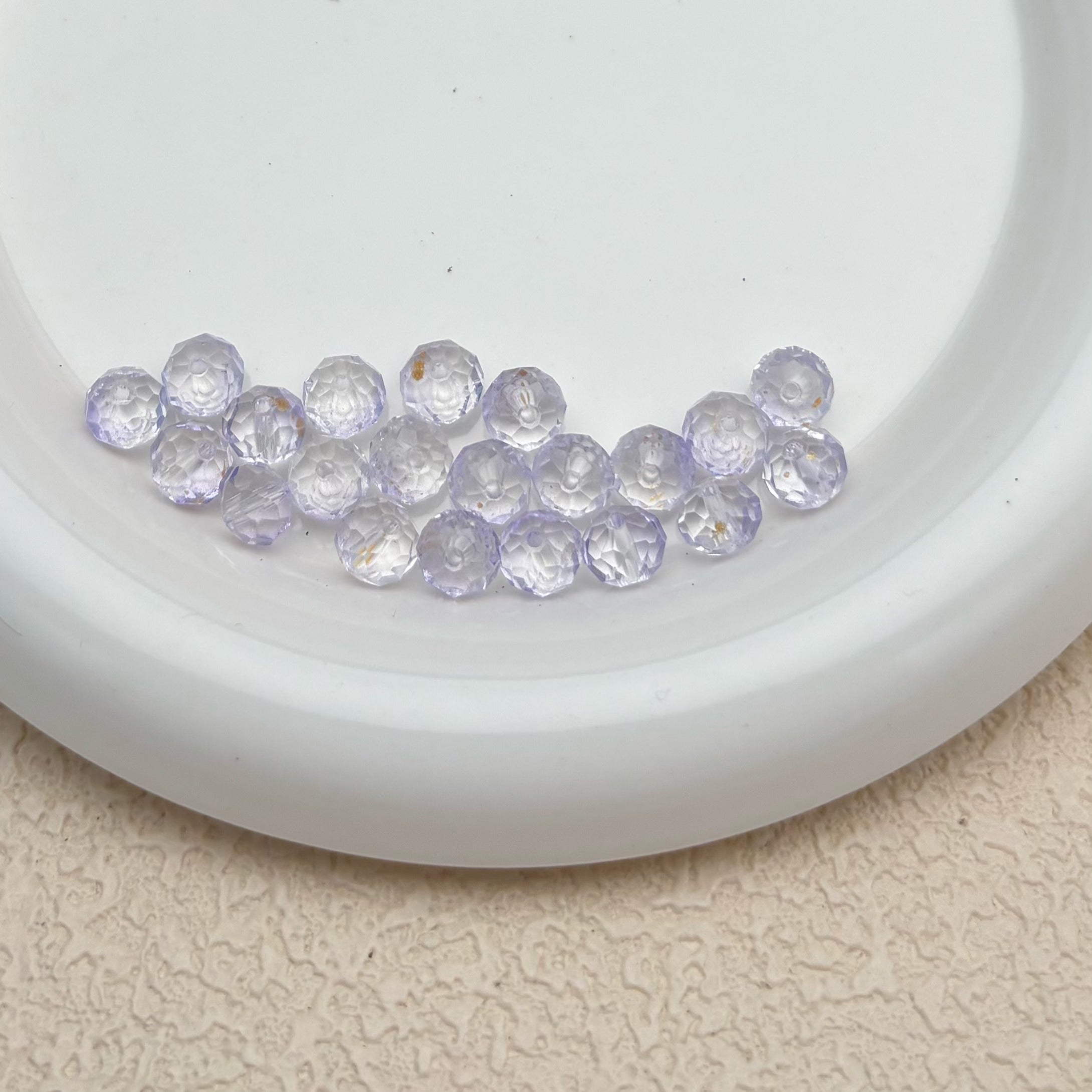 8mm | クリア x ラベンダーグラスビーズ