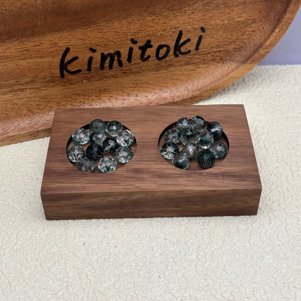 8mm | クリア x ディープグリーングラスビーズ