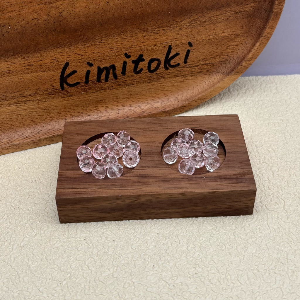 8mm | クリア x ライトピンクラスビーズ