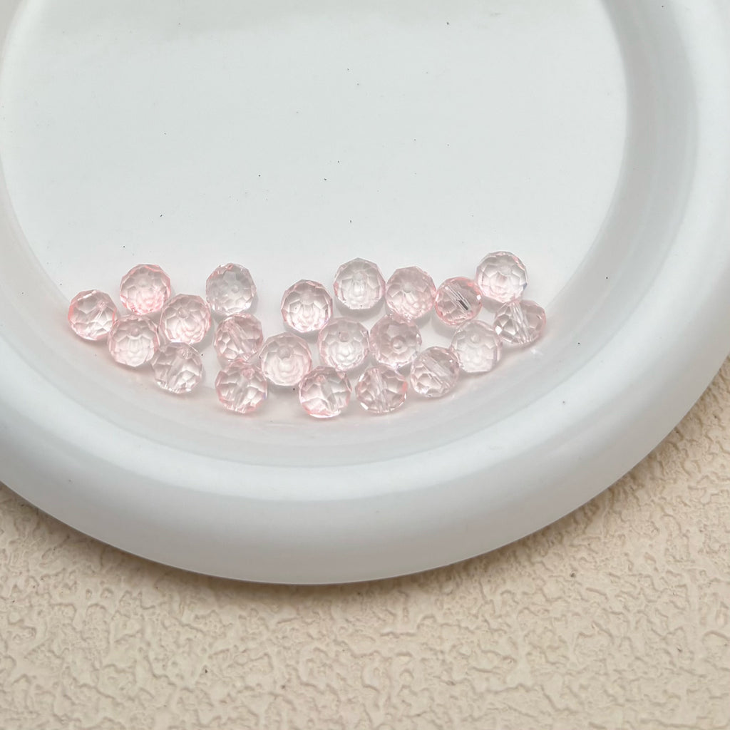 8mm | クリア x ライトピンクラスビーズ