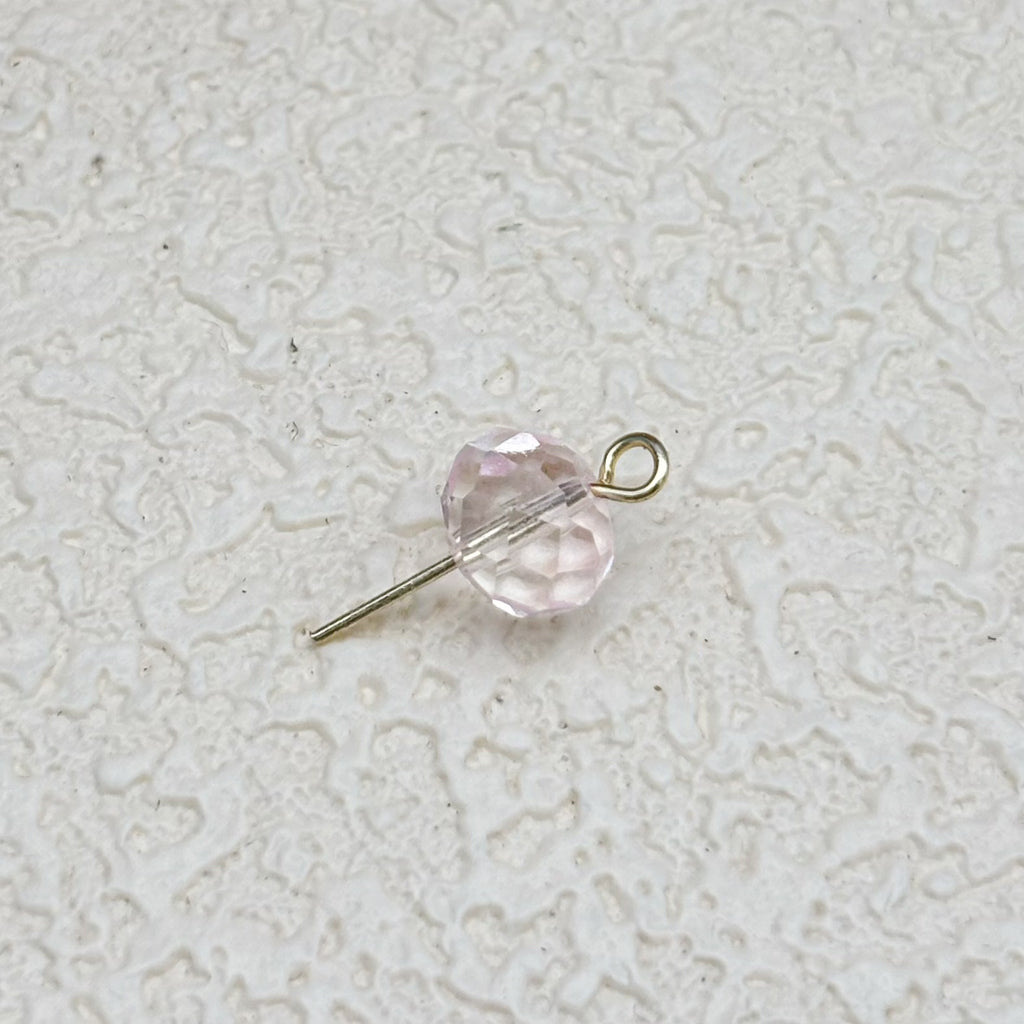 8mm | クリア x ライトピンクラスビーズ