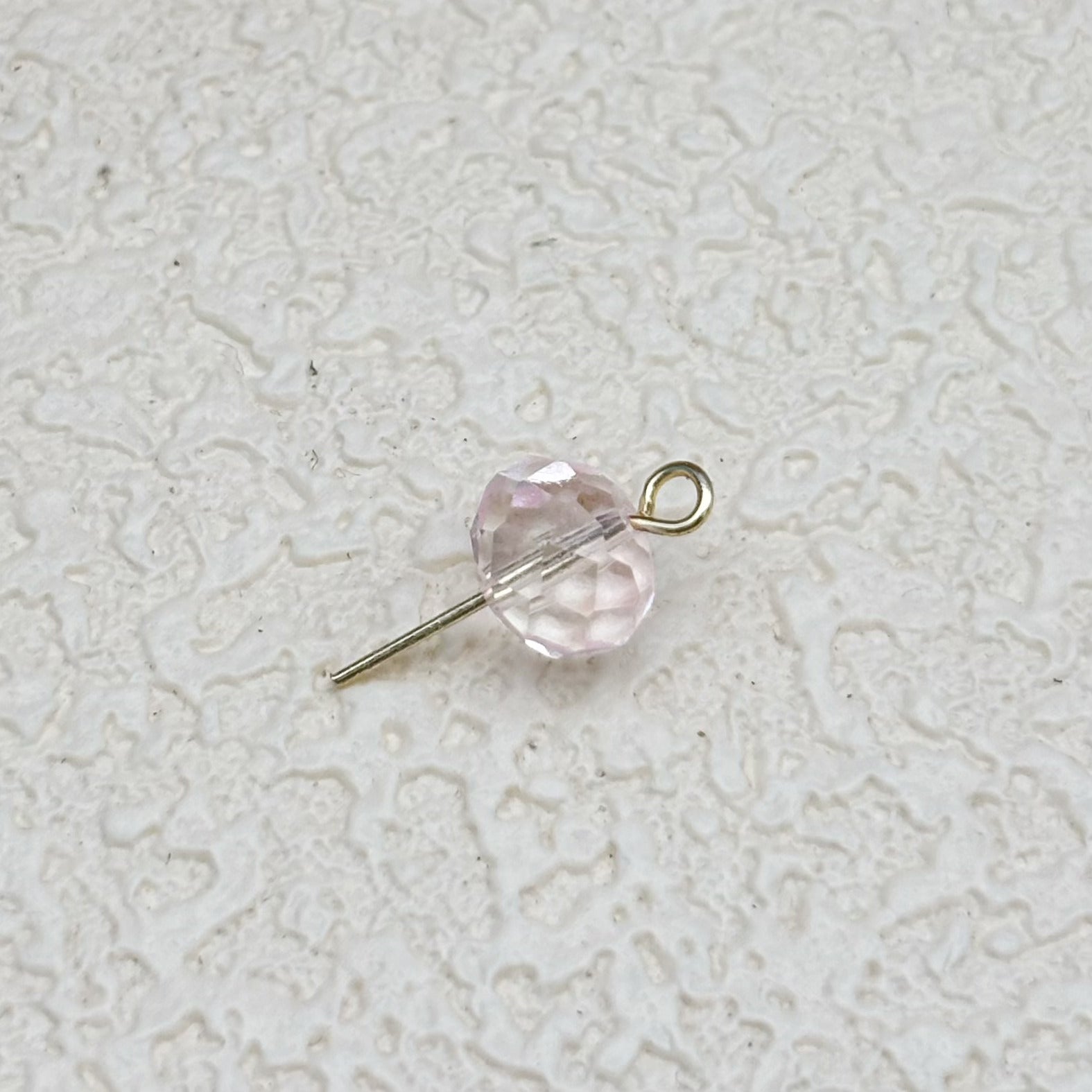 8mm | クリア x ライトピンクラスビーズ