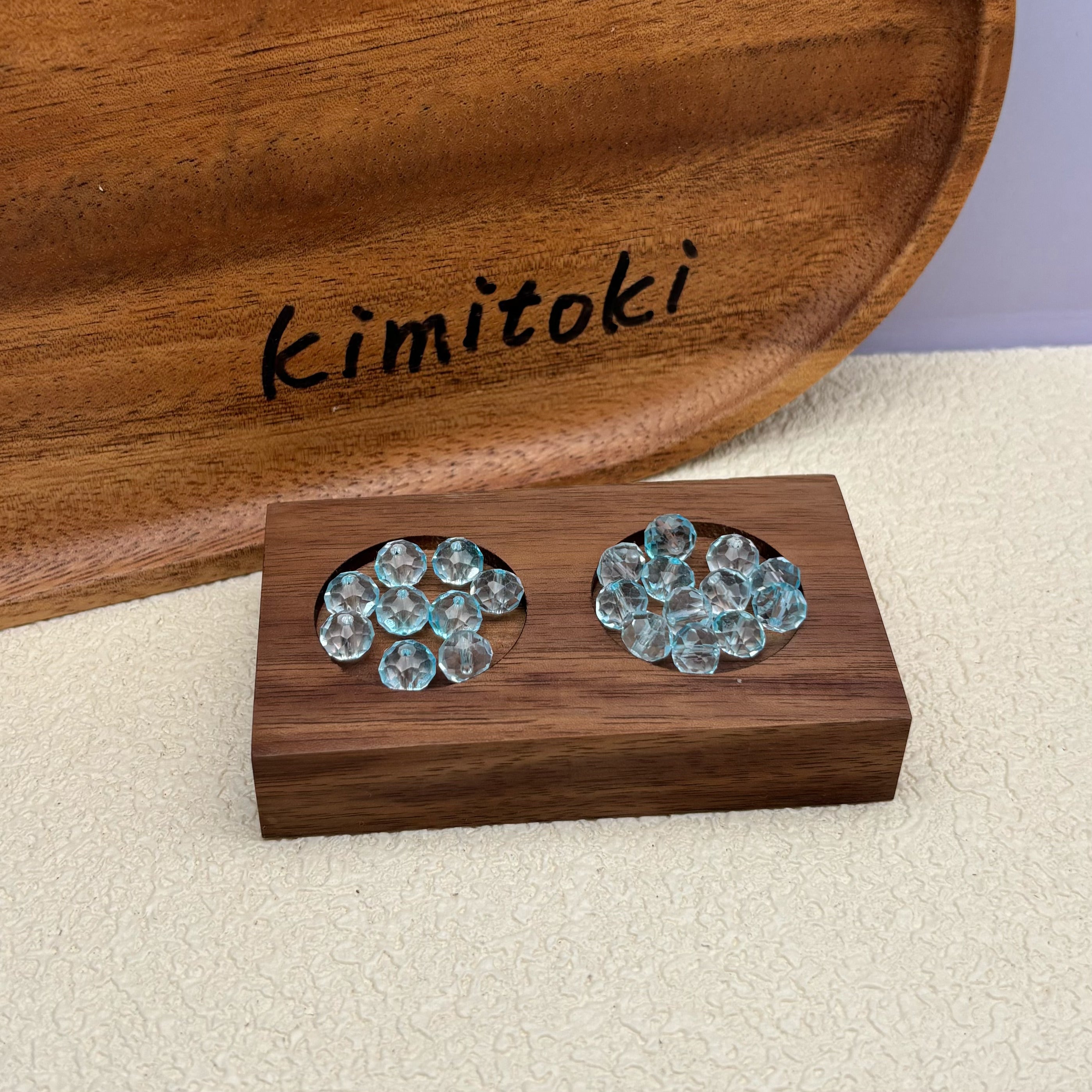 8mm | クリア x アクアブルーグラスビーズ