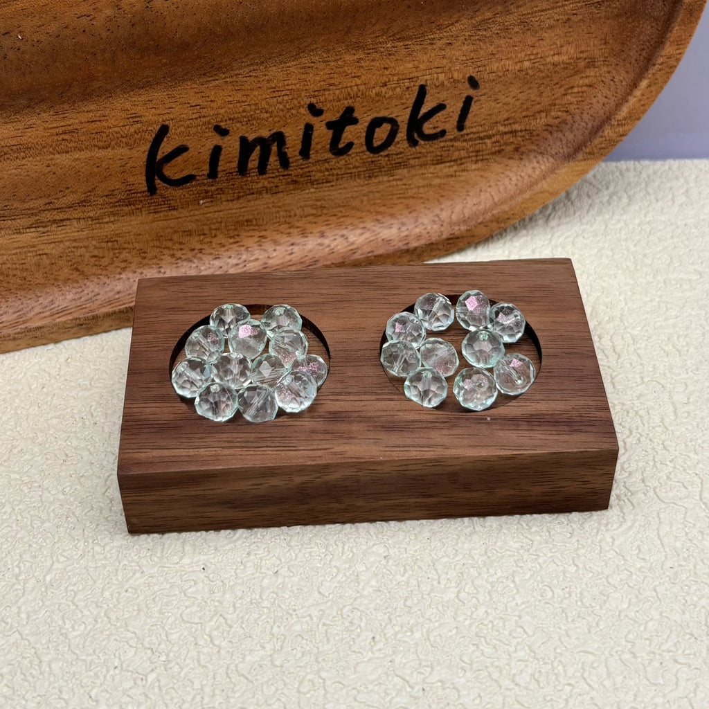 8mm | クリア x ミントグリーングラスビーズ（オーロラコート）