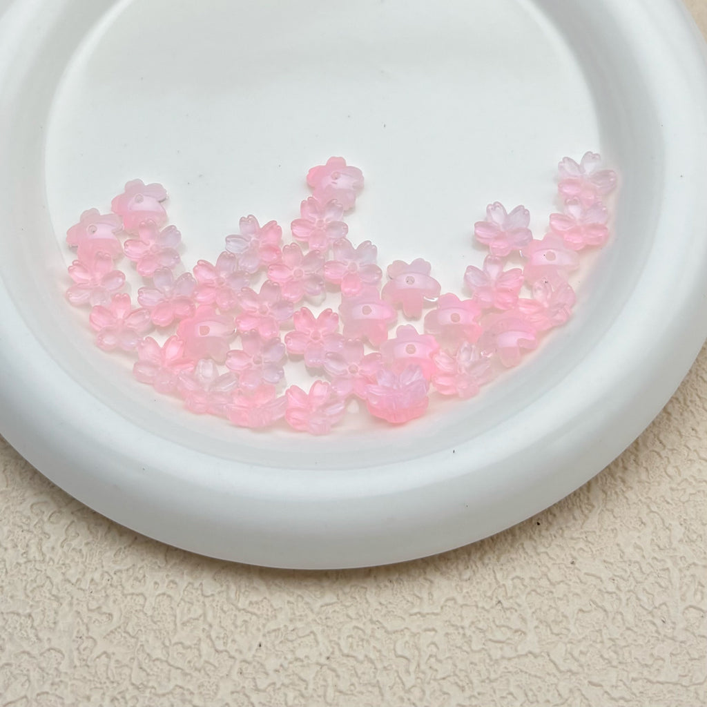 10mm | ピンク x ホワイトグラデ花形ビーズ
