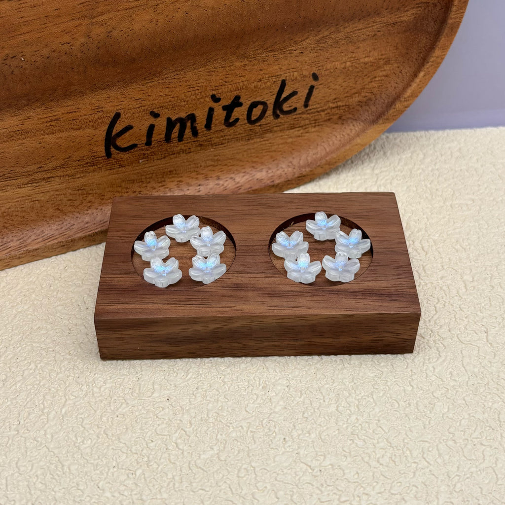 10mm | オーロラコートホワイト花形ビーズ