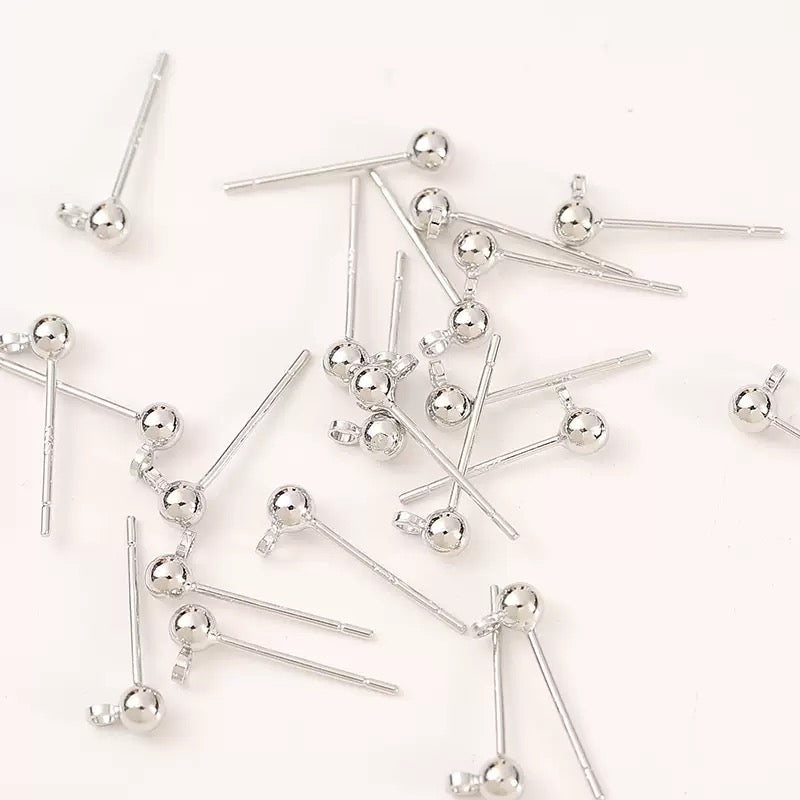 ピアス金具 ❘ 丸カン付きS925ポストタイプ（高品質シリコンキャッチ付き）