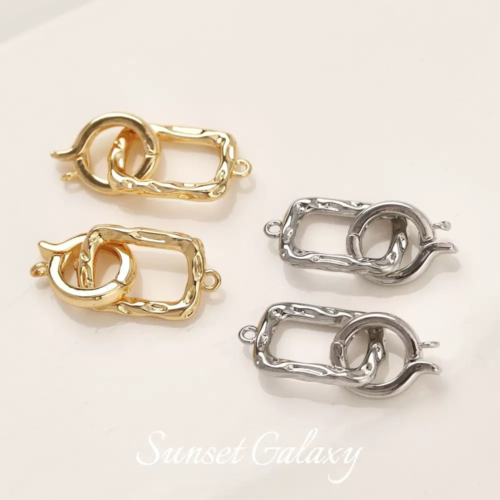 留め具金具 ❘ 幾何学デザインスプリングクラスプ（変色防止加工）