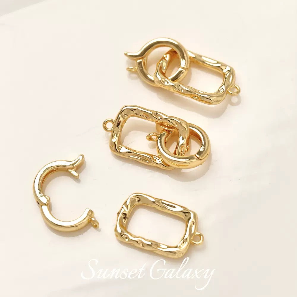 留め具金具 ❘ 幾何学デザインスプリングクラスプ（変色防止加工）