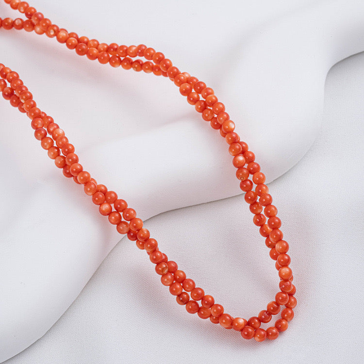 3mm | コーラルレッドシェルビーズ
