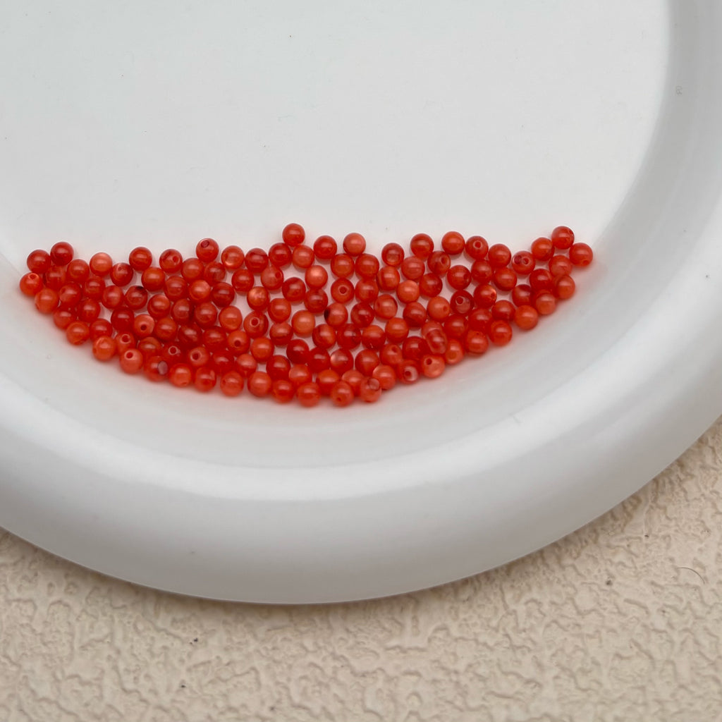 3mm | コーラルレッドシェルビーズ