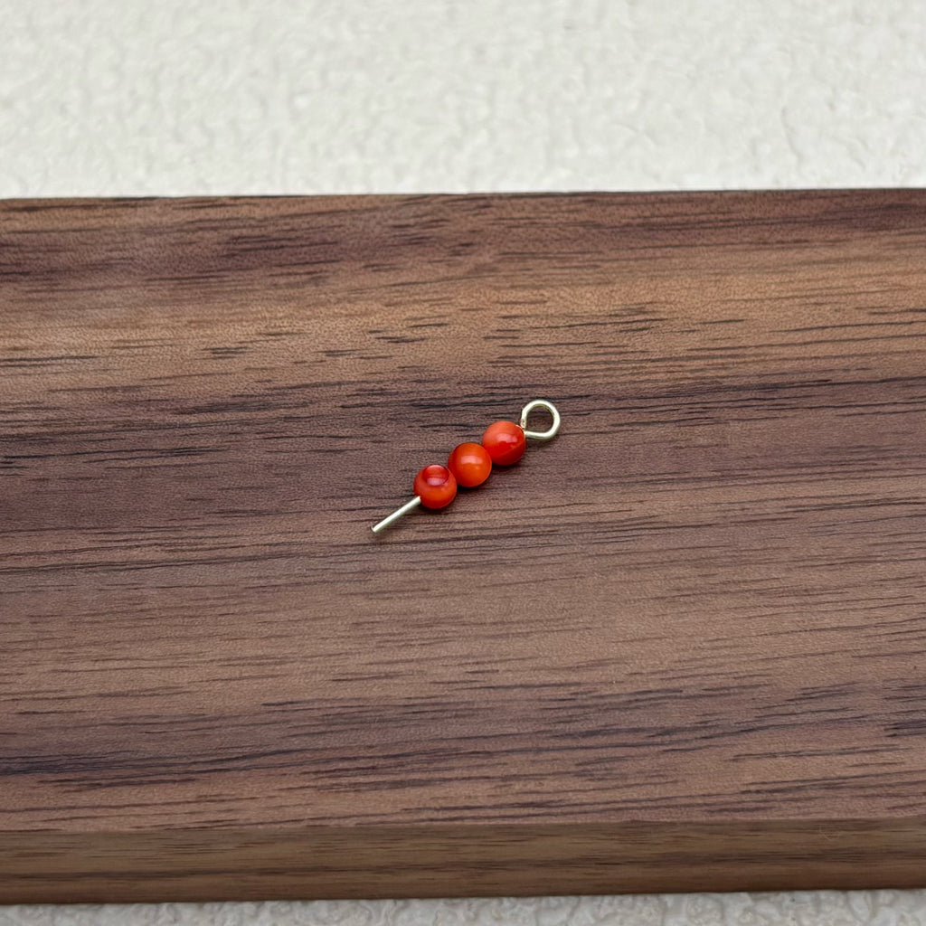 3mm | コーラルレッドシェルビーズ