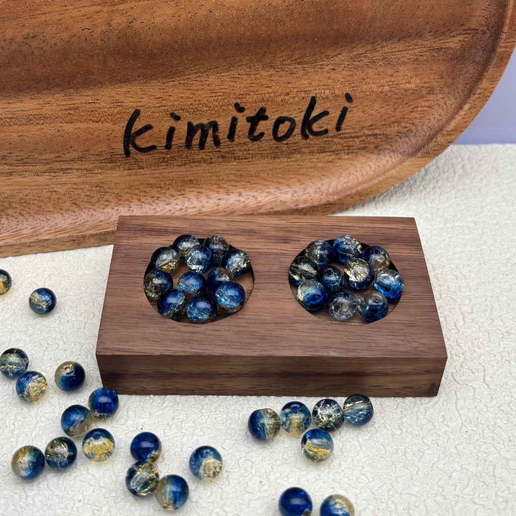 8mm | ディープブルー x ゴールドクラックビーズ