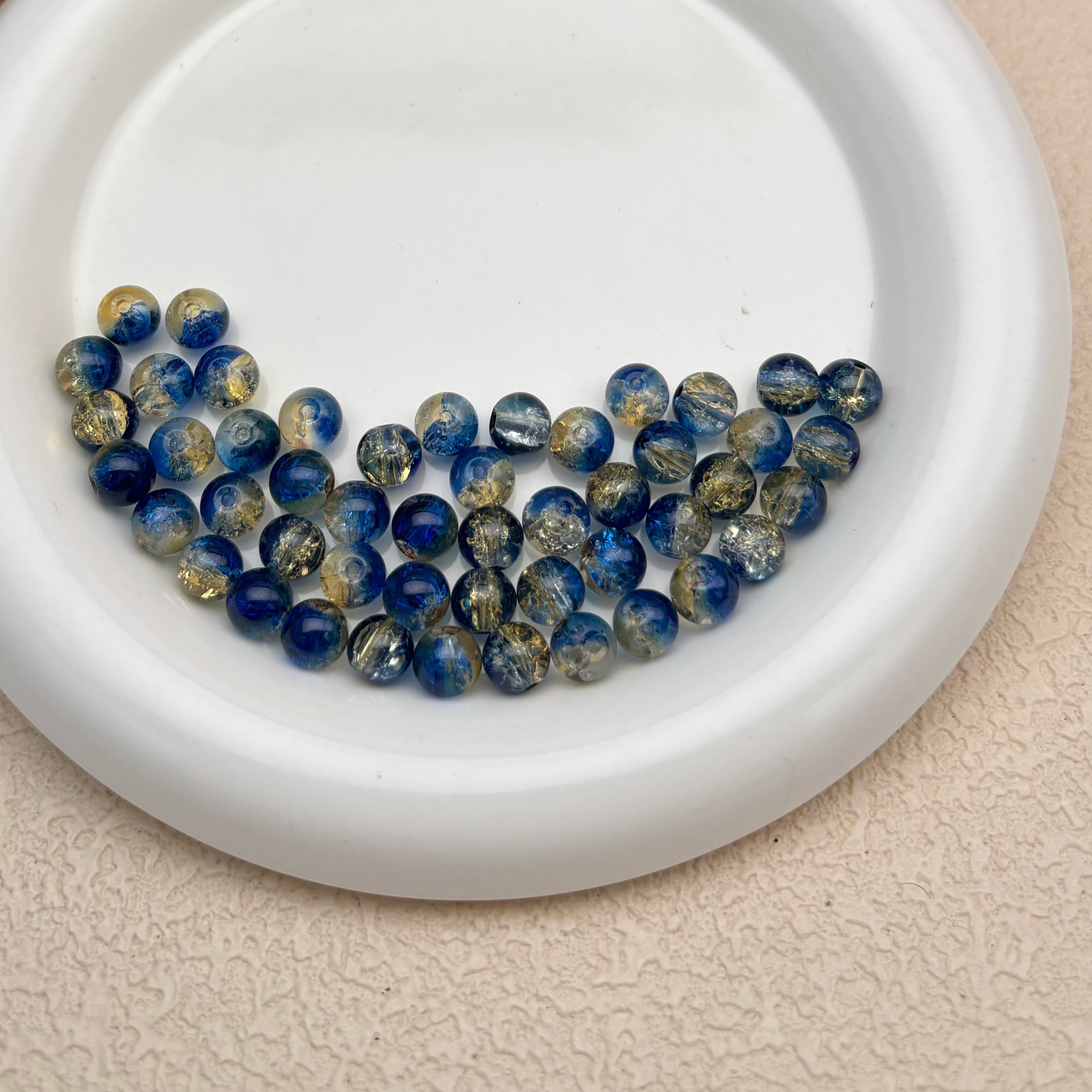 8mm | ディープブルー x ゴールドクラックビーズ