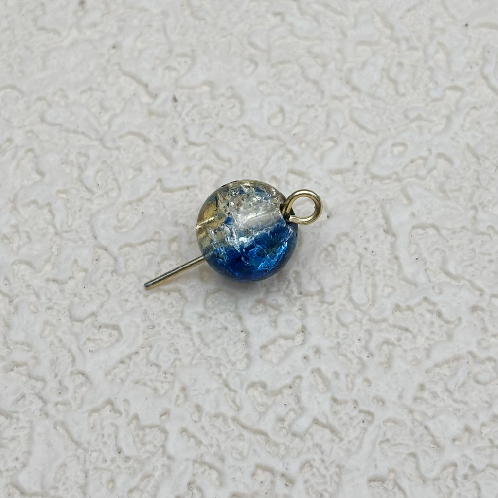 8mm | ディープブルー x ゴールドクラックビーズ