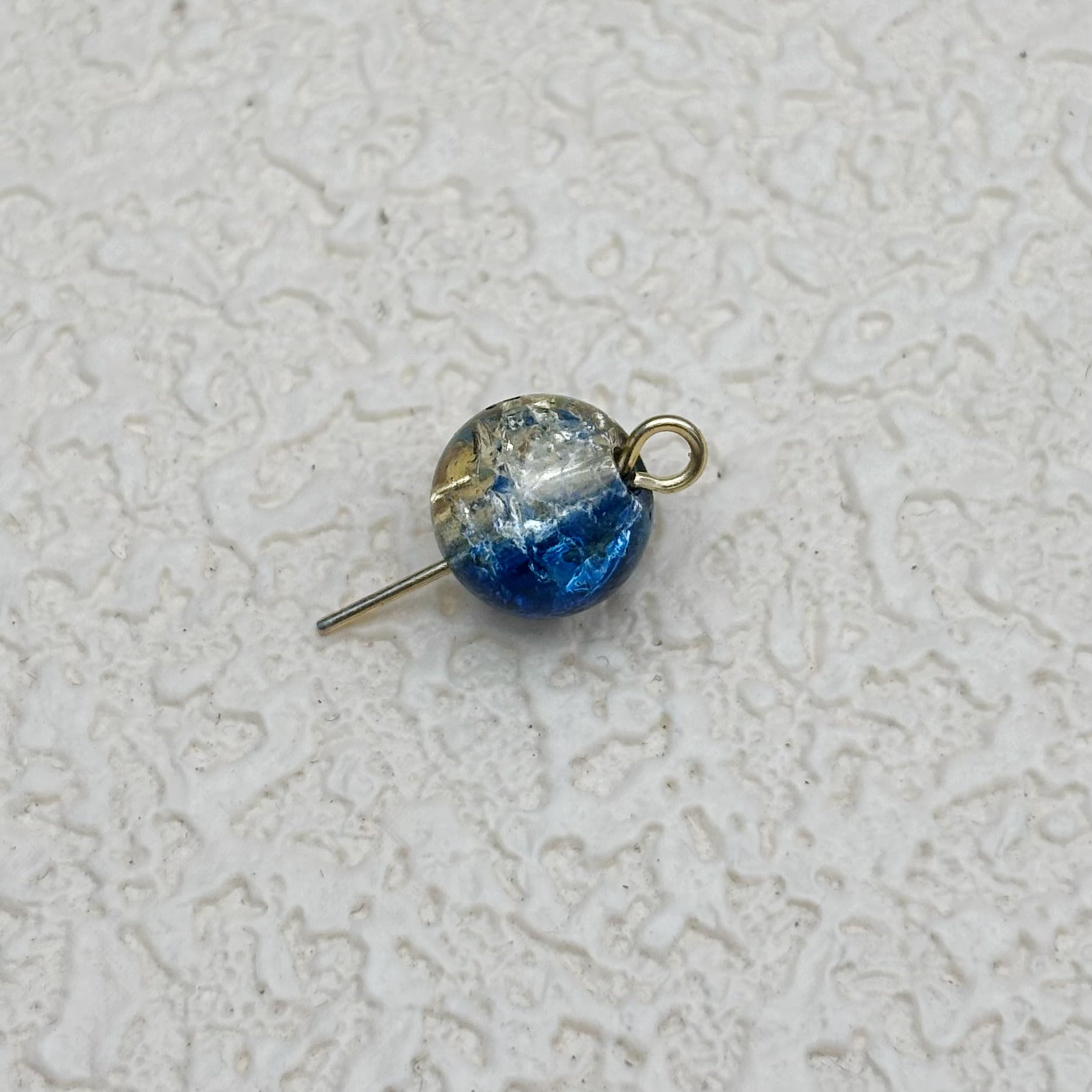 8mm | ディープブルー x ゴールドクラックビーズ