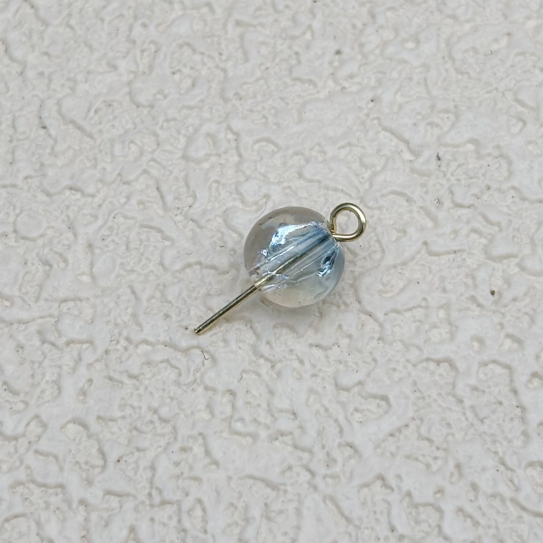 8mm | スモークブルー x クリアクラックビーズ