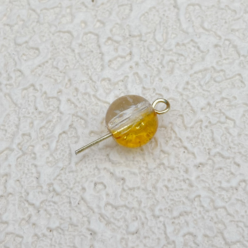 8mm | オレンジ x クリアクラックビーズ