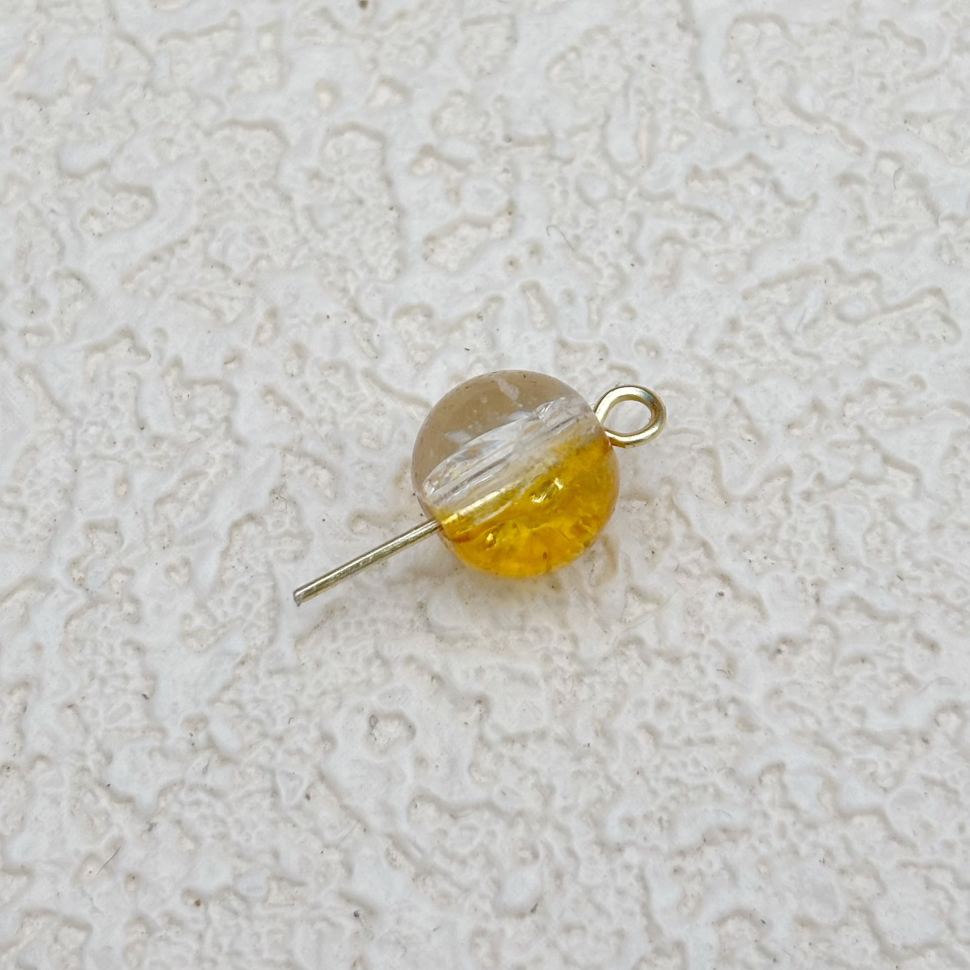 8mm | オレンジ x クリアクラックビーズ