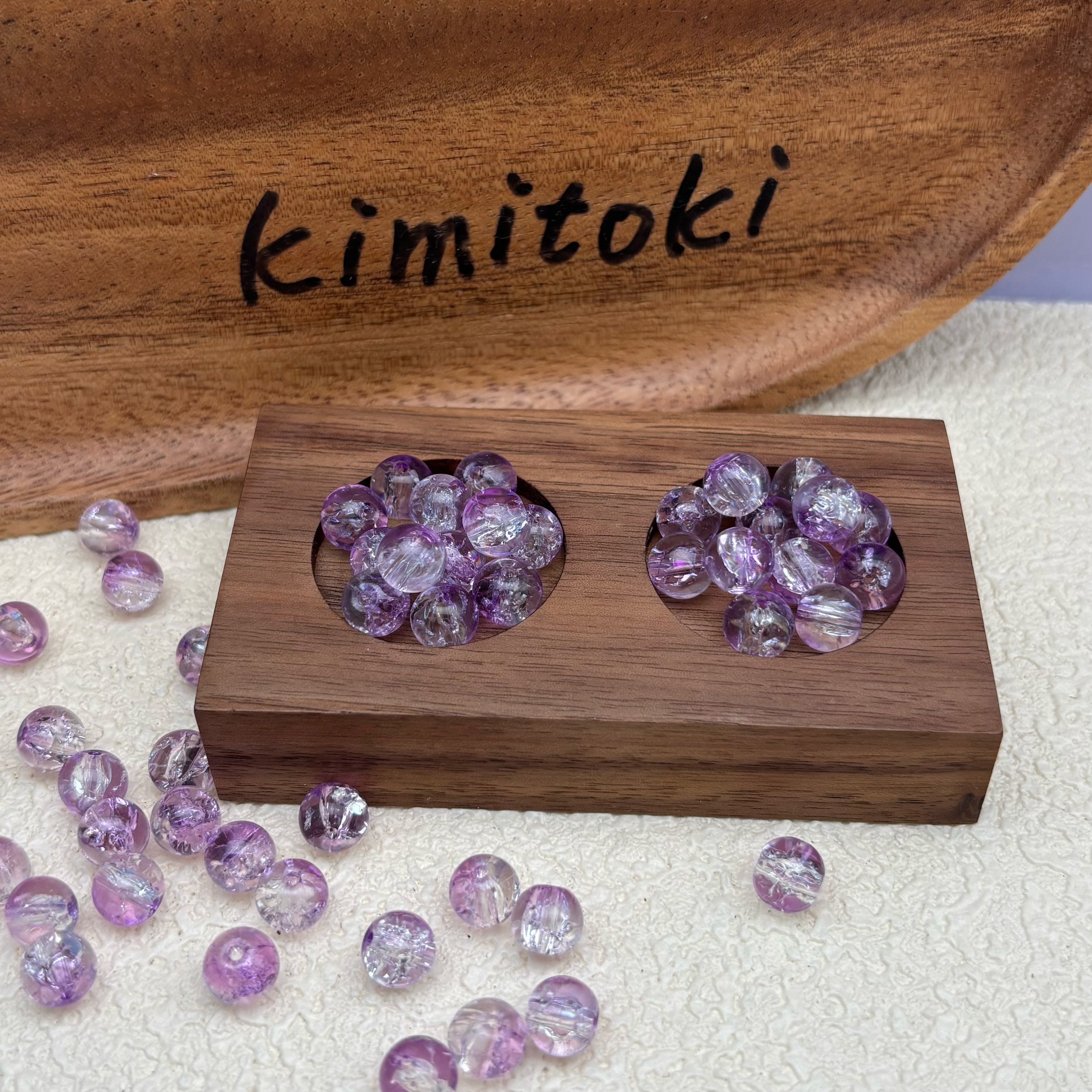 8mm | ラベンダー x クリアクラックビーズ